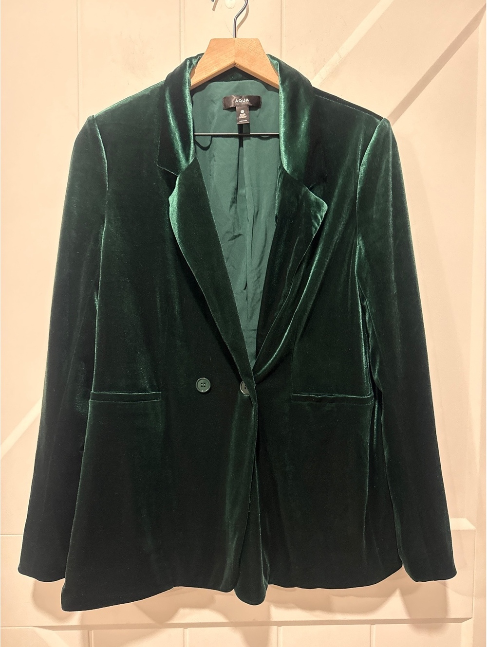 AQUA Women's Dark Green Velvet Blazer Jacket, Medium
